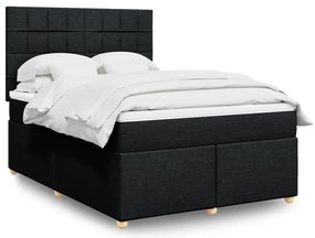 vidaXL Cama com molas/colchão 140x200 cm tecido preto