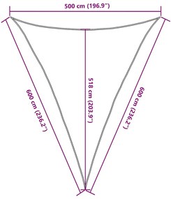 Para-sol estilo vela triangular 160 g/m² 5x6x6 m PEAD areia