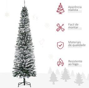 Árvore de Natal 225 cm Árvore de Natal Artificial Nevada com 738 Ramos e Suporte de Metal  Verde e Branco