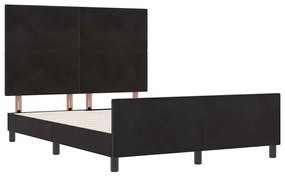 Estrutura de Cama de Veludo Preto vidaXL 160x200 cm