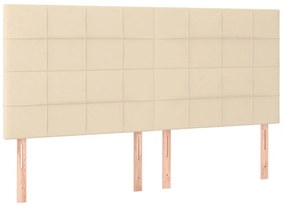 Cama box spring c/ colchão e LED 200x200 cm tecido cor creme