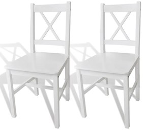 Cadeiras de jantar 2 pcs madeira de pinho branco