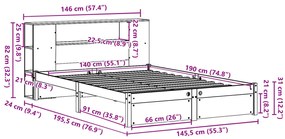 Cama com estante sem colchão 140x190 cm pinho maciço branco
