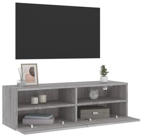 Móvel parede TV 100x30x30 cm derivados de madeira cinza sonoma