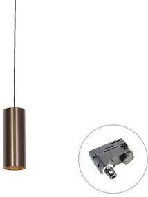 Candeeiro suspenso de design em bronze escuro com adaptador de calha trifásico - Tubo trifásico Moderno