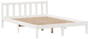 Cama com estante sem colchão 140x190 cm pinho maciço branco