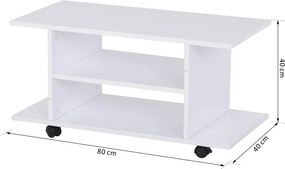 Móvel para televisão com rodas, para televisões até 42 polegadas, 80 x 40 x 40 cm, branco