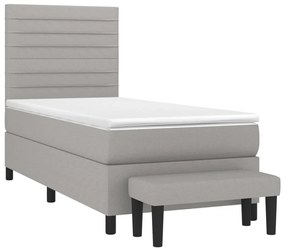 Cama com molas/colchão 80x200 cm tecido cinza-claro