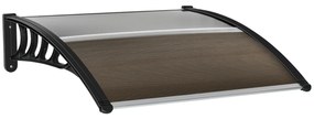 Outsunny Marquise para Portas e Janelas 103x96,5 cm Marquise com Proteção para Sol e Chuva com Painéis de Policarbonato Preto e Marrom