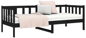 Sofá-cama 80x200 cm madeira de pinho maciça preto