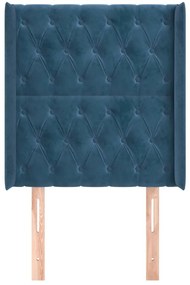 Cabeceira cama c/ abas veludo 83x16x118/128 cm azul-escuro