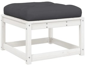 7 pcs conj. lounge de jardim c/ almofadões pinho maciço branco