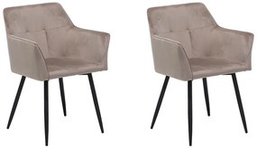 Conjunto de 2 cadeiras de veludo taupe JASMIN Beliani