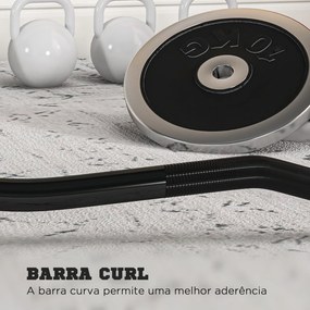 SPORTNOW Barra de Pesos de Aço 120 cm Barra Curl EZ Ø50 mm com 2 Gramp