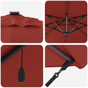 Parasol Cantilever Roma da com LEDs em terracota - 286 x 285 x 270 cm,