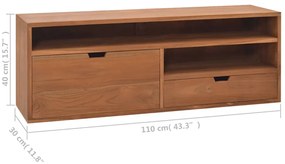 Móvel de TV 110x30x40 cm madeira de teca maciça