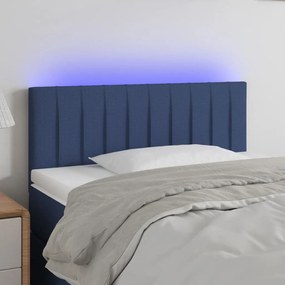 3121838 vidaXL Cabeceira de cama c/ luzes LED tecido 90x5x78/88 cm azul