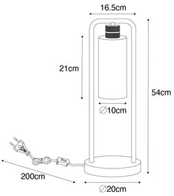 Candeeiro de mesa moderno preto com vidro fumê - Stavelot Moderno