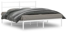 vidaXL Estrutura de cama com cabeceira 150x200 cm metal branco