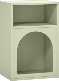 Mesa de Cabeceira Moderna Mesa de Cabeceira Estreita com 2 Compartimentos Abertos Desenho em Forma de Arco 40x30x60 cm Verde