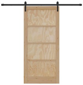Porta Deslizante com Ferragens 93x202 cm Madeira Sólida de Pinus
