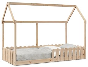 Estrutura de cama infantil formato casa 90x200 cm pinho maciço