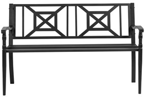 Outsunny Banco de Jardim de 2 Lugares Banco de Exterior de Aço com Apoio para os Braços e Encosto Decorativo para Terraço Varanda Pátio Carga 280kg 128x62,5x81,5cm Preto