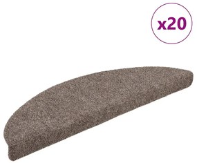 vidaXL Tapetes de escada autoadesivos 20 peças 56x17x3 cm bege semicircular