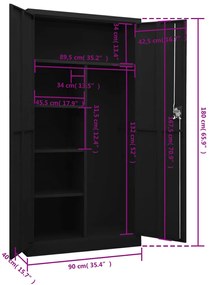 Cacifo 90x40x180 cm aço preto