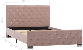 Estrutura de cama 120x200 cm veludo rosa