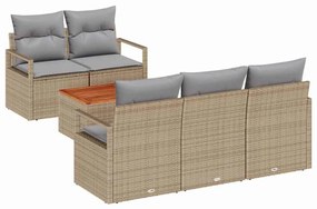 Conjunto de Sofá de Jardim 6 pcs Bege, cinza claro Médio