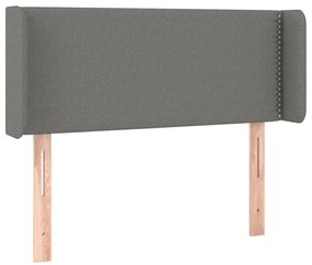 Cabeceira cama c/ luzes LED tecido 83x16x78/88cm cinza-escuro