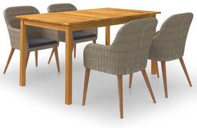 5 pcs conjunto de jantar para jardim castanho