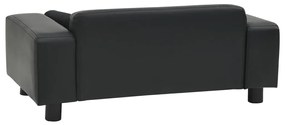 Sofá para cães 81x43x31 cm pelúcia e couro artificial preto