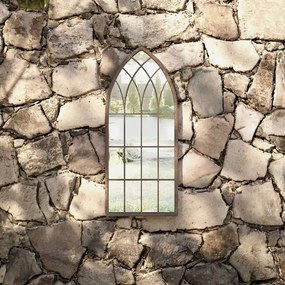 vidaXL Espelho de jardim p/ uso exterior ferro 70x30 cm cor de areia