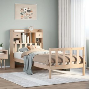 Cama com estante sem colchão 75x190 cm pinho maciço