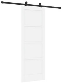 Porta Deslizante vidaXL com Conjunto de Ferragens Branca 73.5x198.5 cm