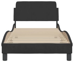 Estrutura de cama c/ cabeceira 90x200 cm veludo preto