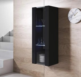 Vitrine de Parede Portalegre – 40x126 cm – Preto com LED Azul