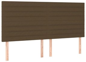 Cabeceira de cama c/ LED tecido 160x5x118/128 cm castanho