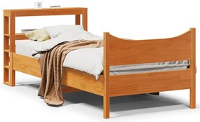 Estrutura cama c/ cabeceira 75x190 cm pinho maciço castanho-mel
