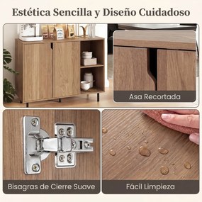 Armário de Cozinha 106 x 38 x 80 cm com 2 portas e prateleiras Castanho