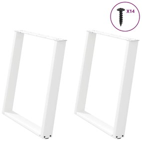 Pés de mesa de jantar em forma de U, 2 peças, branco, 80x (72-73) cm,