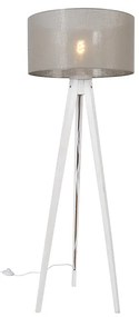 Candeeiro de pé moderno tripé branco abajur cinza 50cm - TRIPOD CLASSIC Moderno