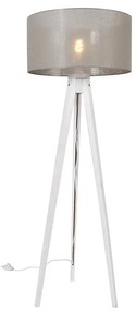 Candeeiro de pé moderno tripé branco com cúpula bege 50 cm - Tripod Classic Moderno