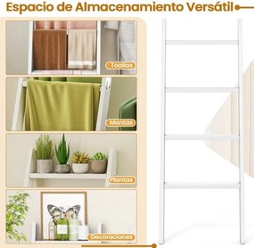 Suporte toalhas em forma escada de 4 níveis  50 × 7,5 × 137 cm Branco