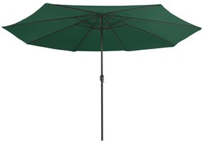 Guarda-sol de jardim com poste de metal 390 cm verde