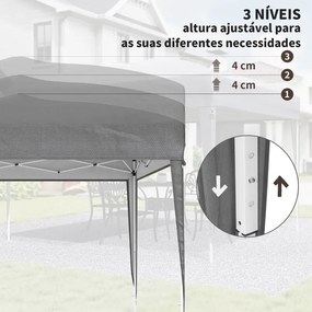 Tenda Dobrável 3x3 m Tenda Pop-up de Jardim com Altura Ajustável e Saco de Transporte Tecido Oxford 210D Anti-UV Cinzento