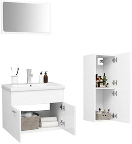 Conjunto de móveis de casa de banho derivados madeira branco