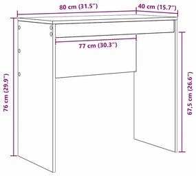 Secretária de Escrita Branca MDF 80 x 40 x 76 cm Simples